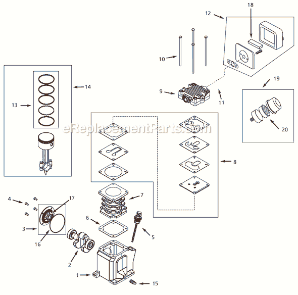 Page B Diagram and Parts List for EX800800 2002 Campbell Hausfeld Compressor